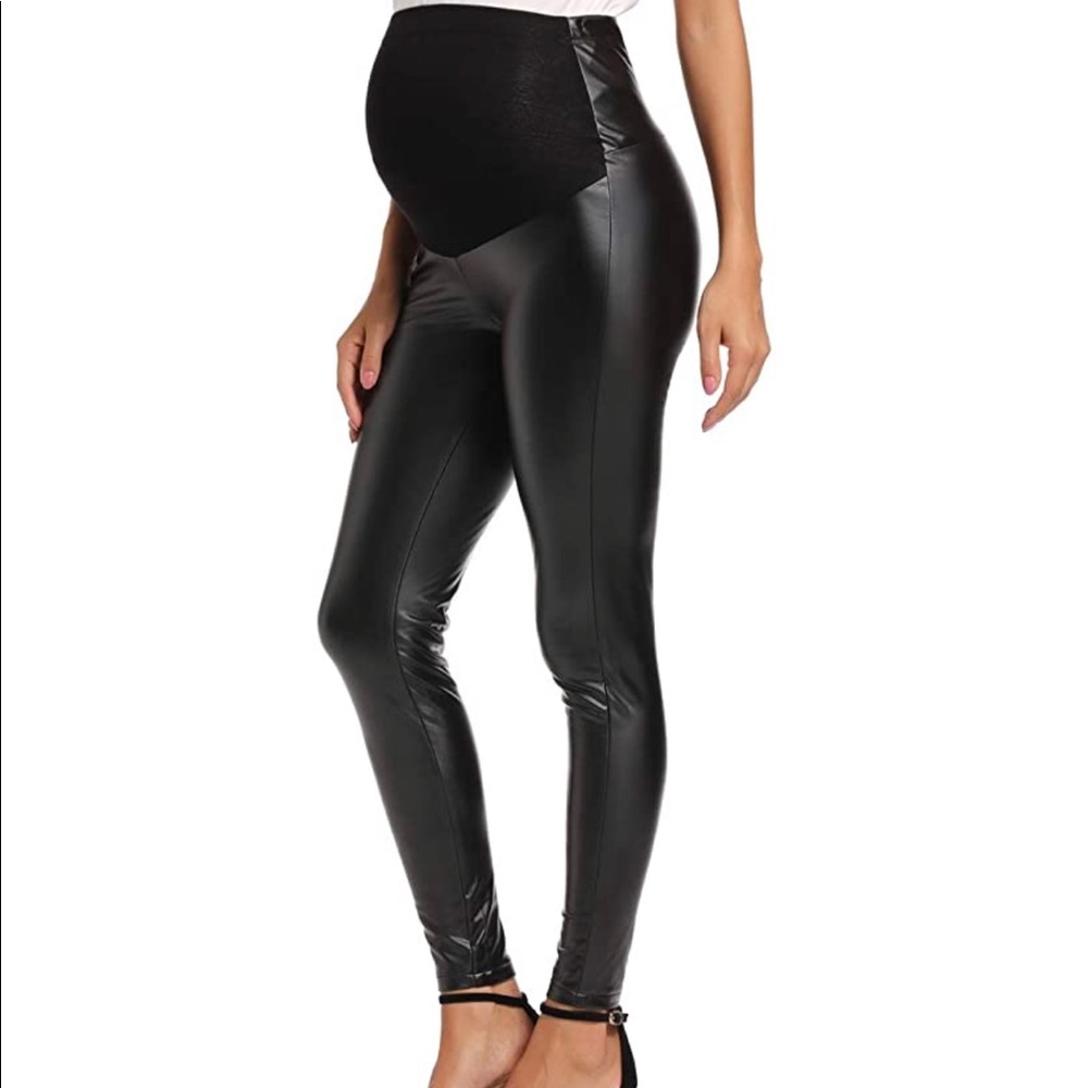 Faux Leather Maternity Leggings